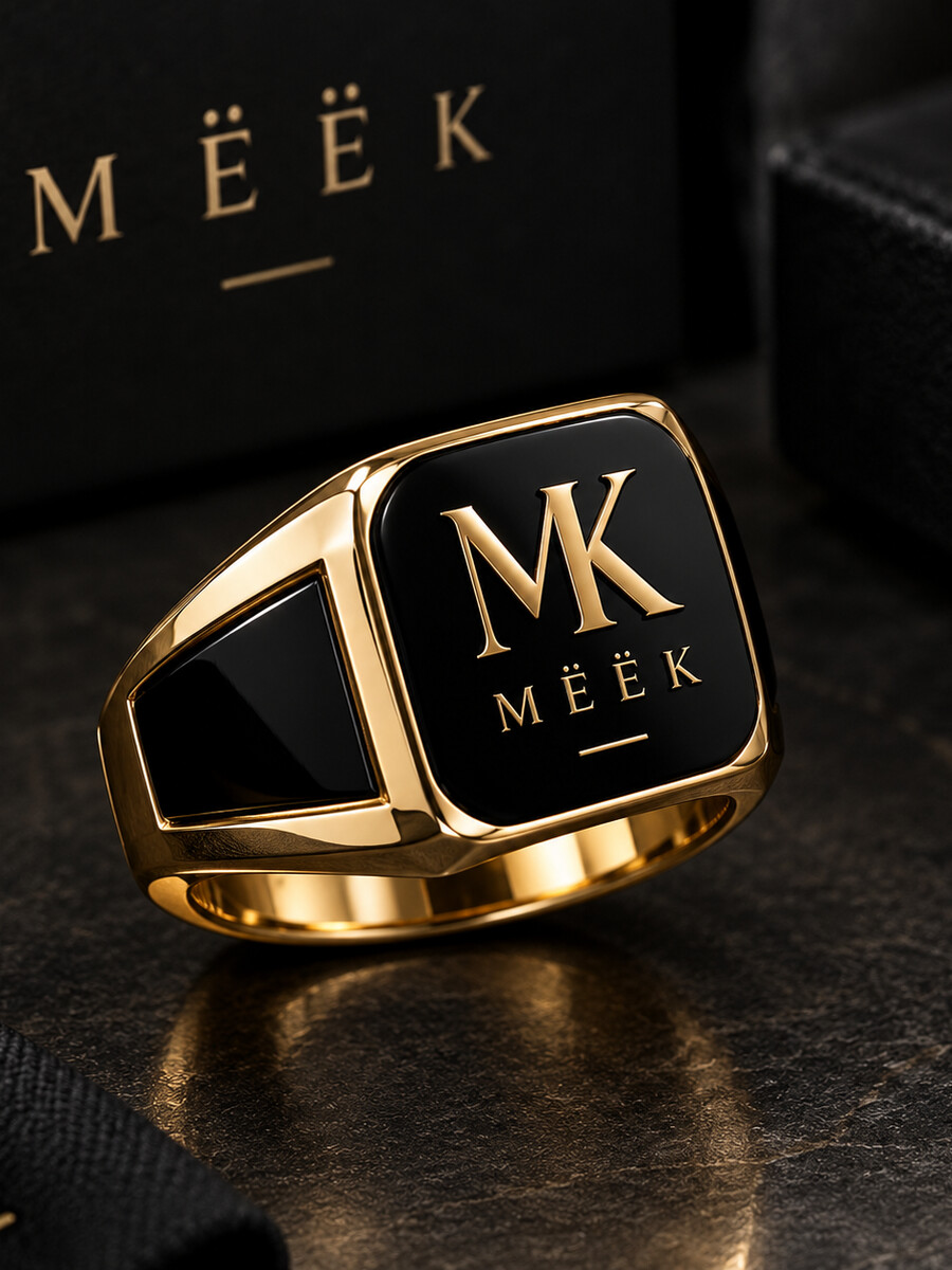 Chevalière MËËK or et onyx noir